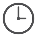 Gray Clock Icon Set to 3 O'clock on a Transparent Background